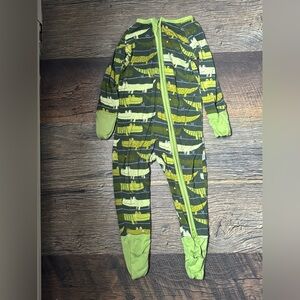 Green Alligator Print Little Sleepies 6-12 M